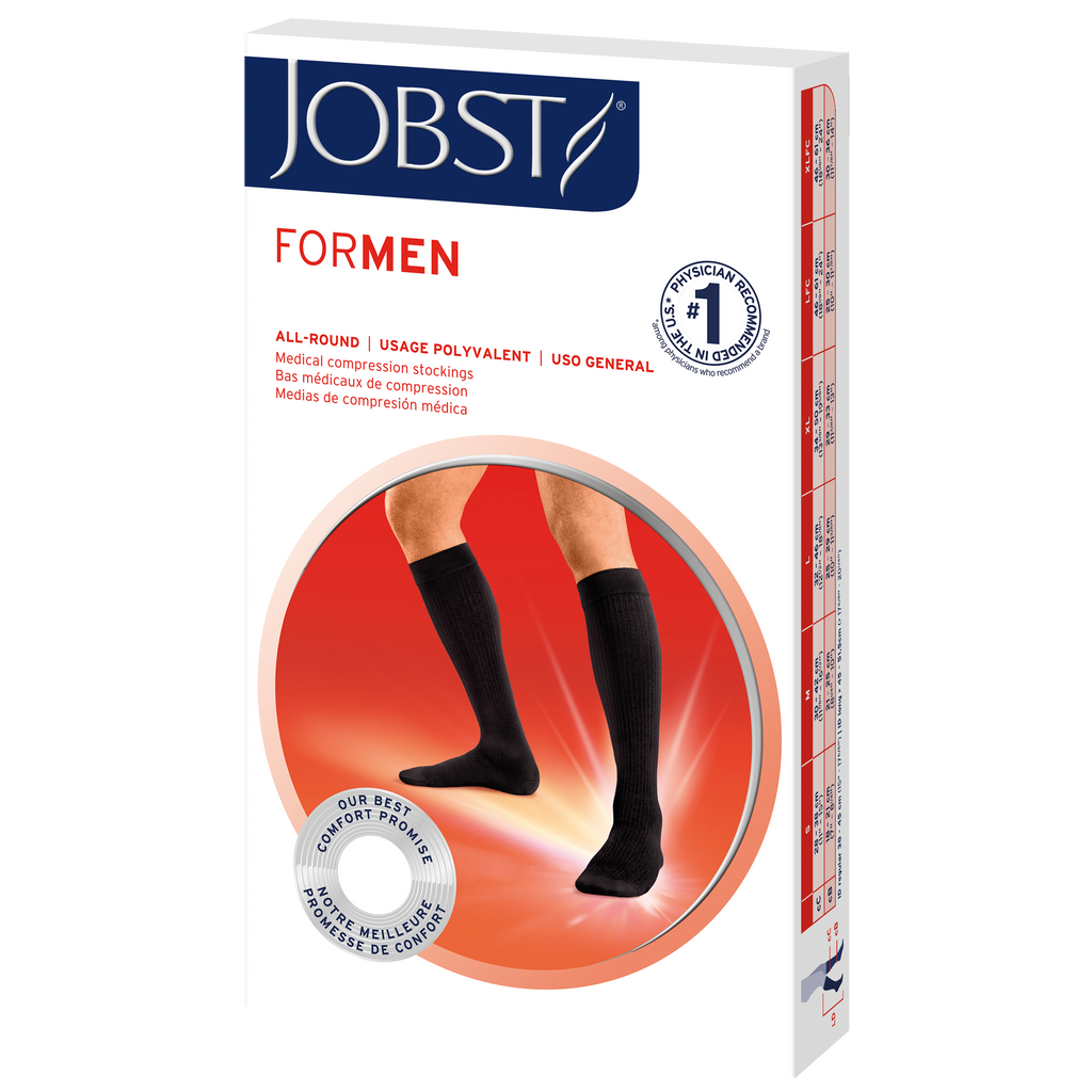 JOBST forMen Compression Socks 15-20 mmHg Knee High, with SoftFit Band, Closed Toe, Khaki, X-Large