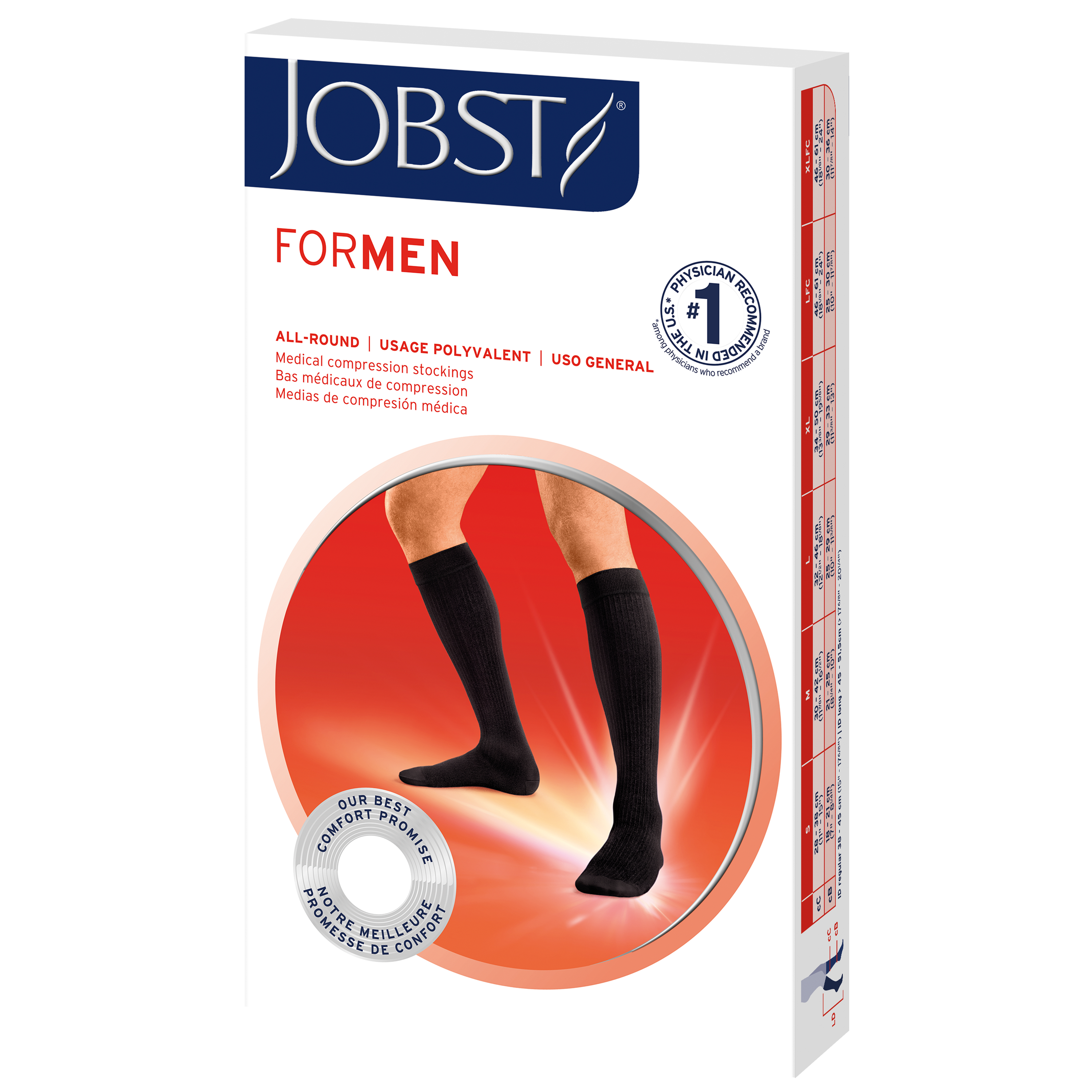 JOBST forMen Compression Socks 15-20 mmHg Knee High, with SoftFit Band, Closed Toe, Khaki, Medium