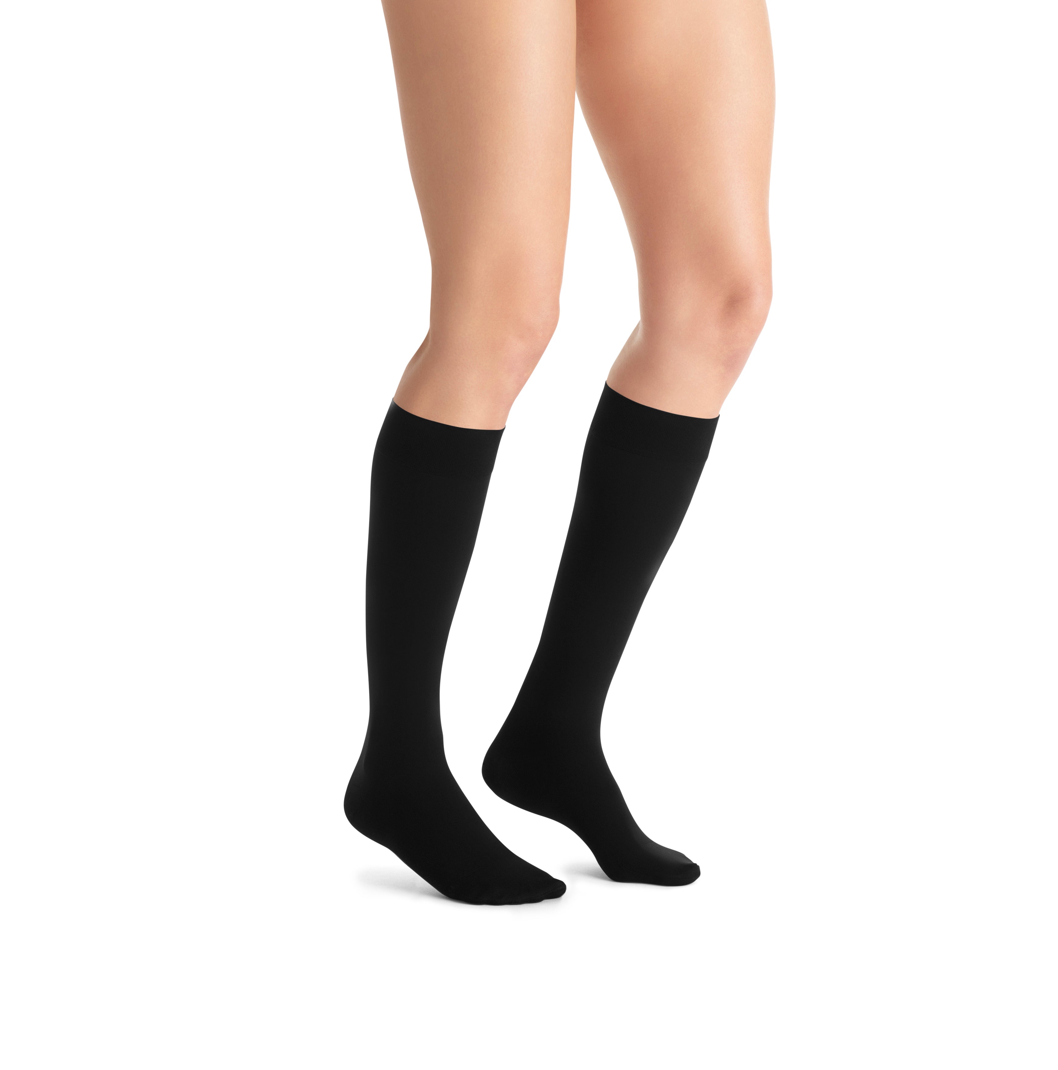 JOBST Opaque Compression Stockings 15-20 mmHg Knee High, Closed Toe, Classic Black, Medium Petite