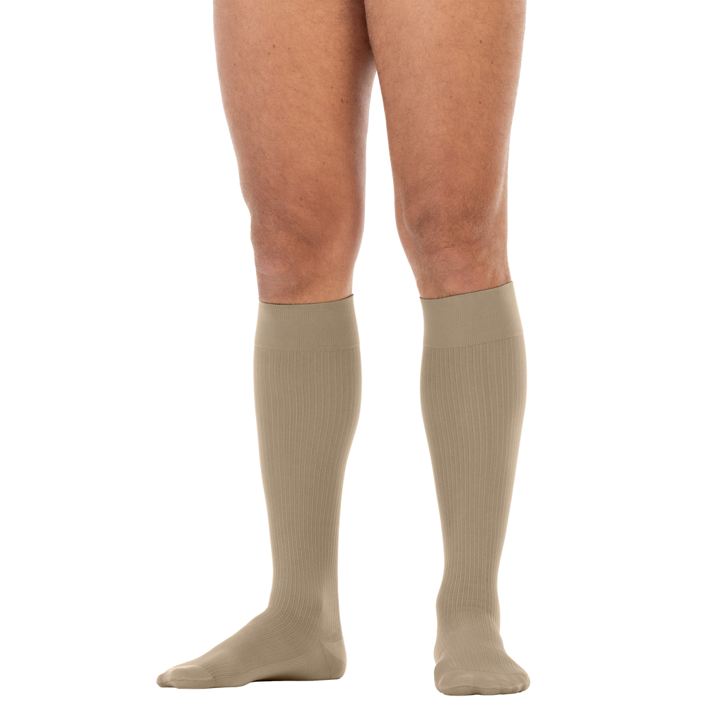 JOBST forMen Compression Socks 30-40 mmHg Knee High, with SoftFit Band, Closed Toe, Khaki, X-Large