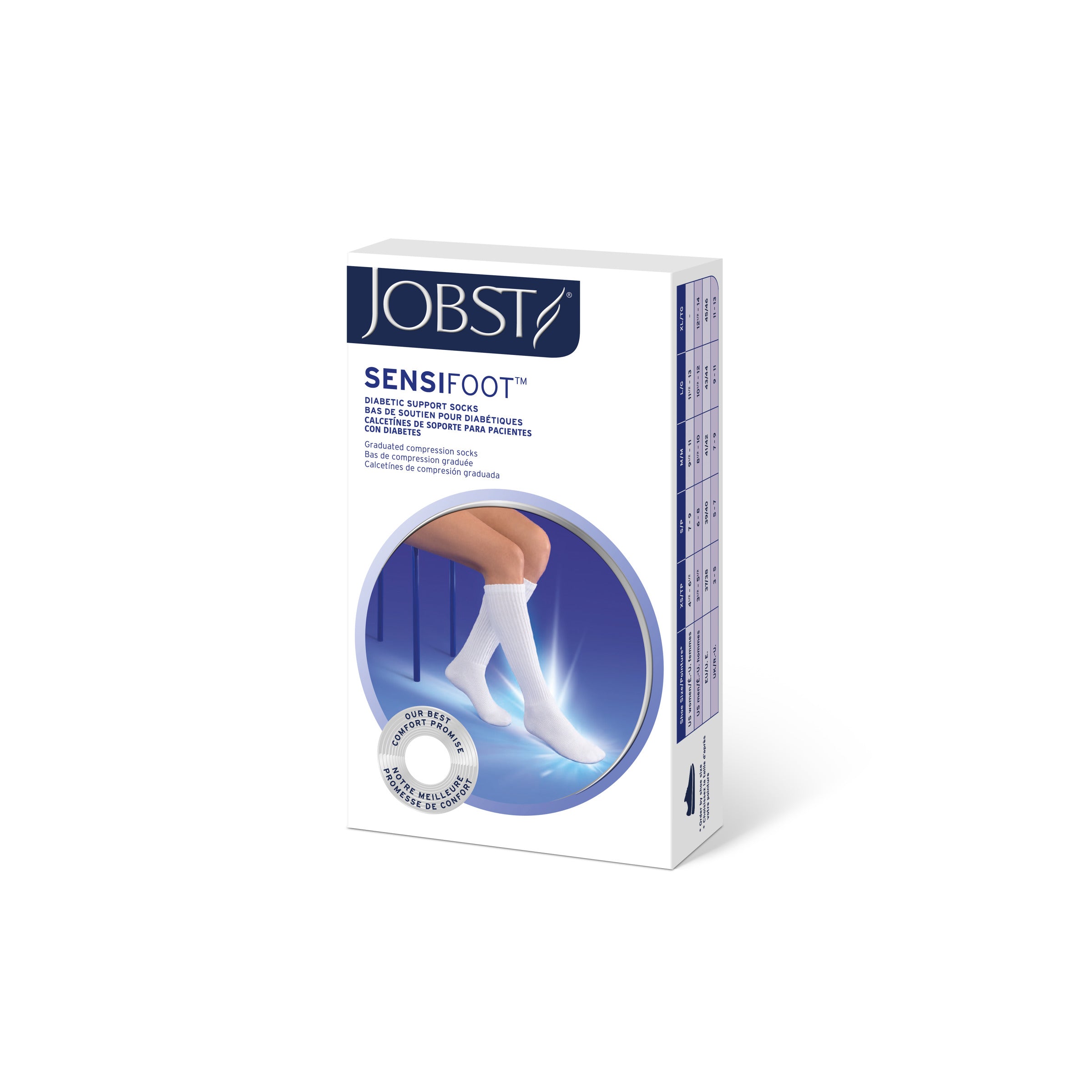 JOBST SensiFoot Diabetic Compression Socks 8-15 mmHg Crew, Closed Toe, Navy, Small
