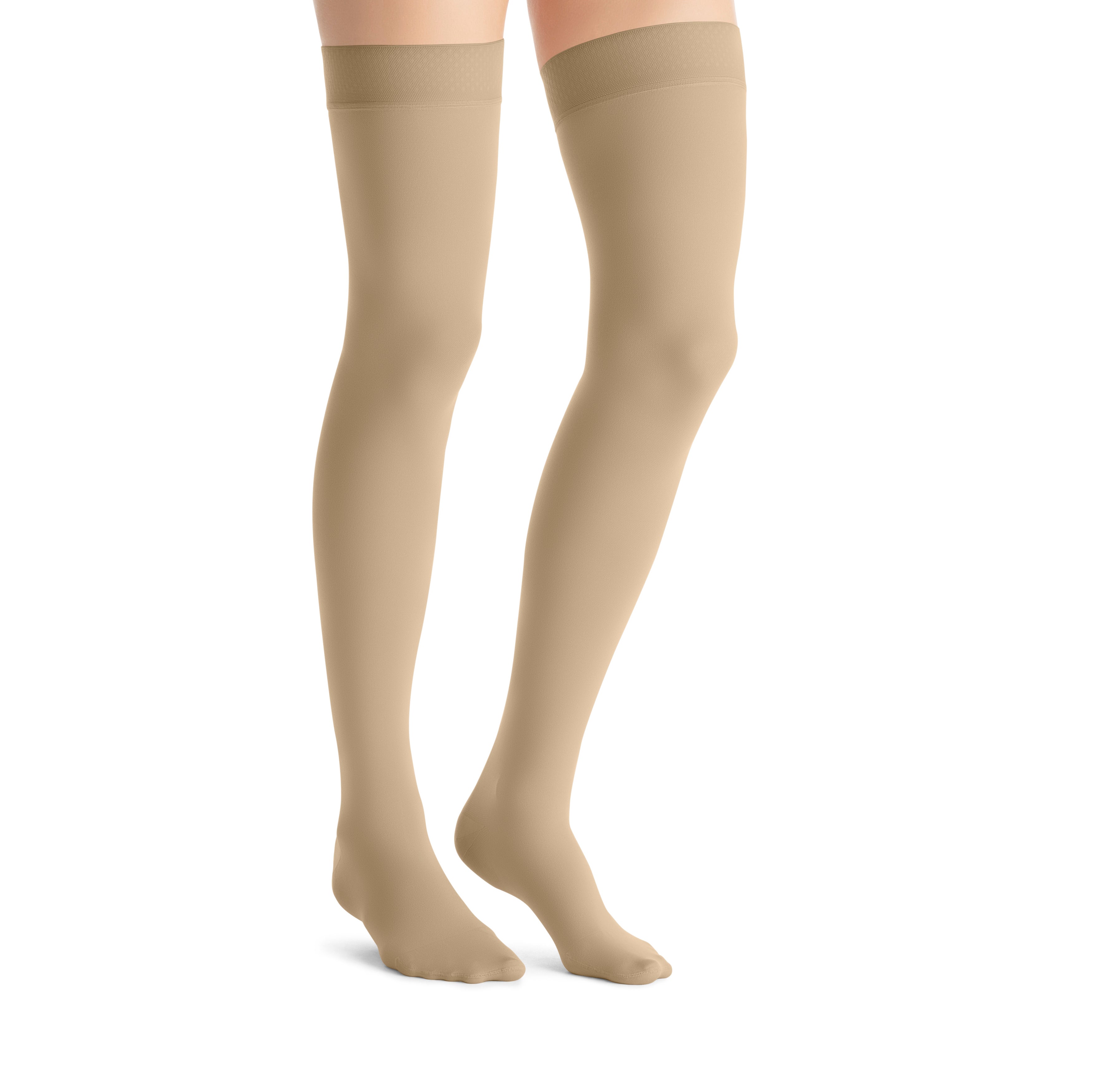 JOBST Opaque Compression Stockings 20-30 mmHg Thigh High, with Sensitive Band, Closed Toe, Natural, X-Large