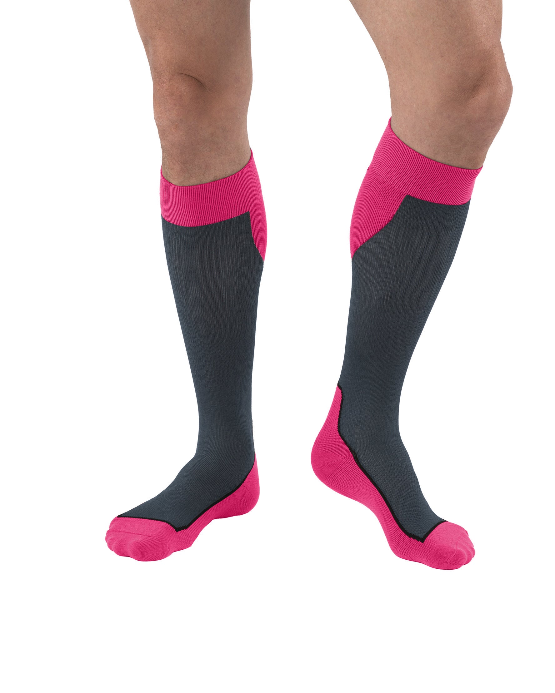 JOBST Sport Compression Socks 20-30 mmHg Knee High, Closed Toe, Pink/Gray, Small