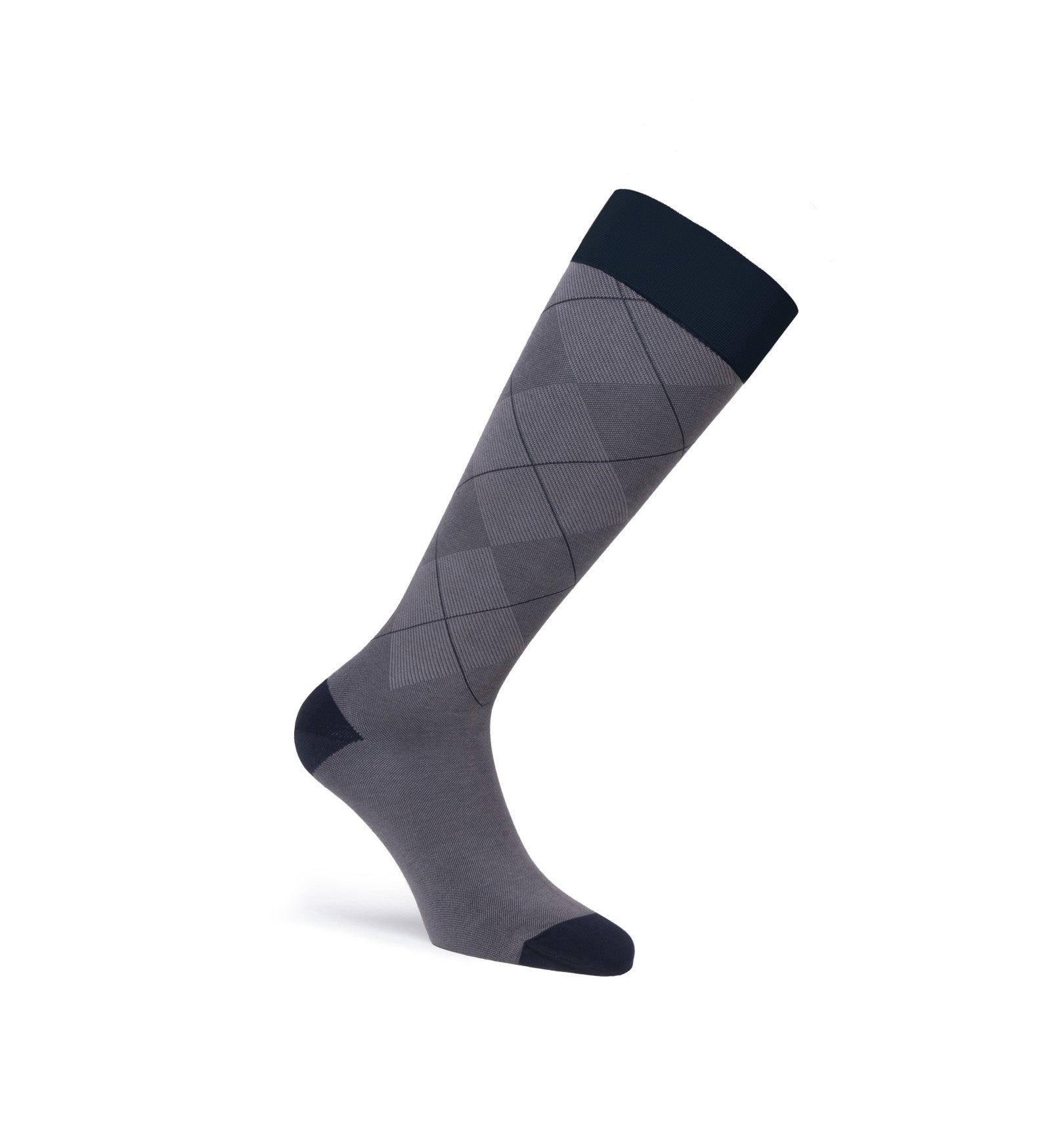 JOBST Style Soft Fit Compression Socks 15-20 mmHg, Knee High, Closed Toe, Argyle Grey, Large Petite