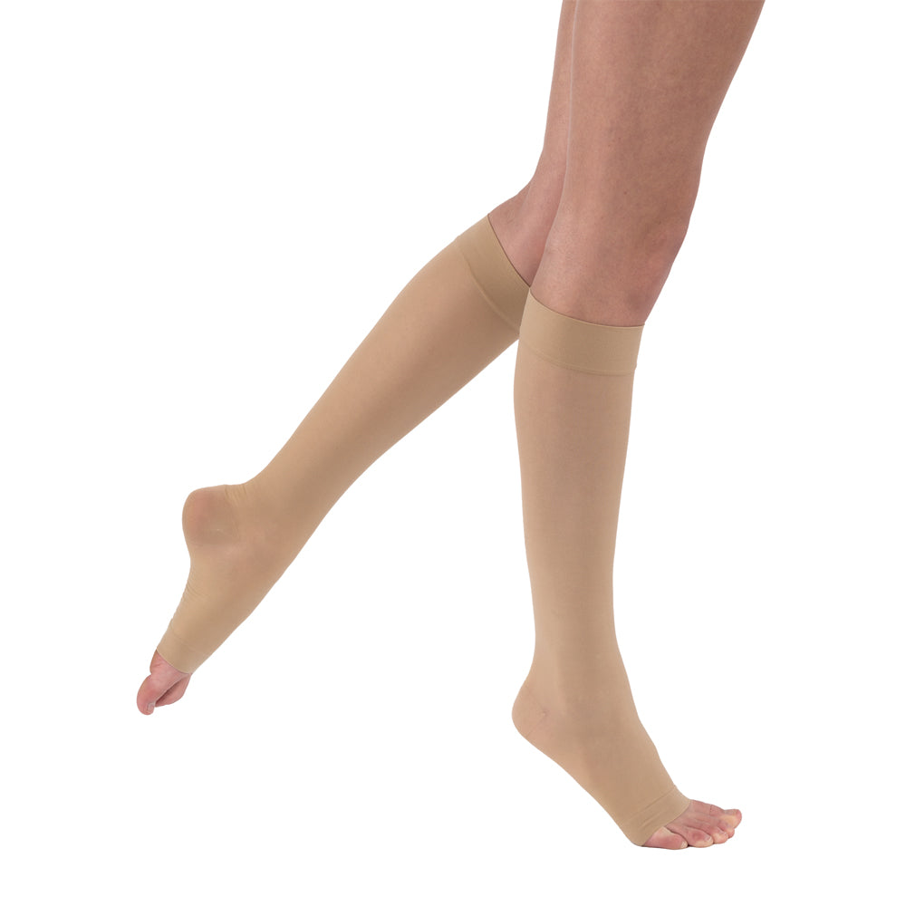 JOBST UltraSheer Compression Stockings 20-30 mmHg Knee High, Open Toe, Natural, Large Full Calf