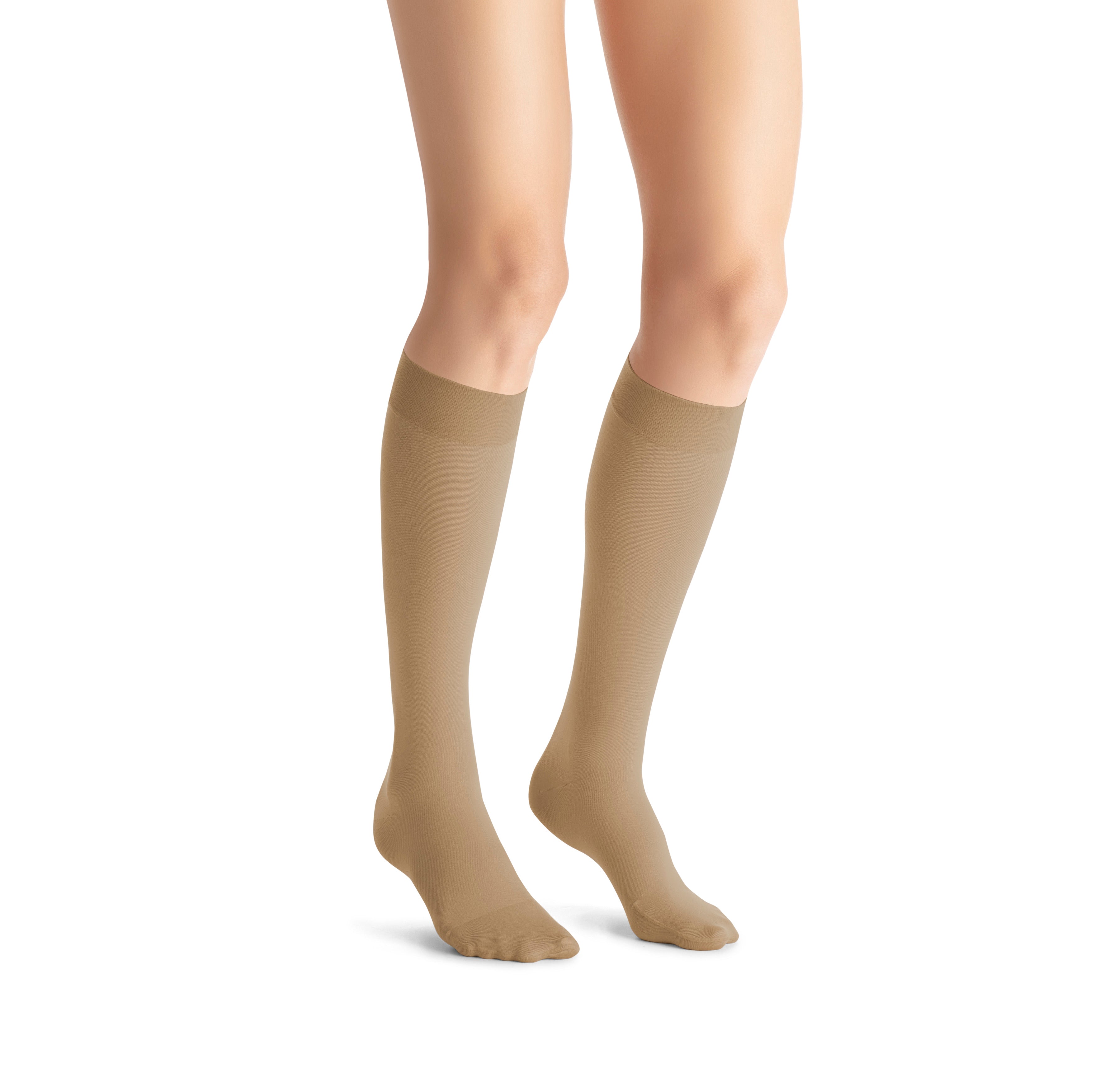 JOBST Opaque Compression Stockings 15-20 mmHg Knee High, Closed Toe, Natural, X-Large Petite
