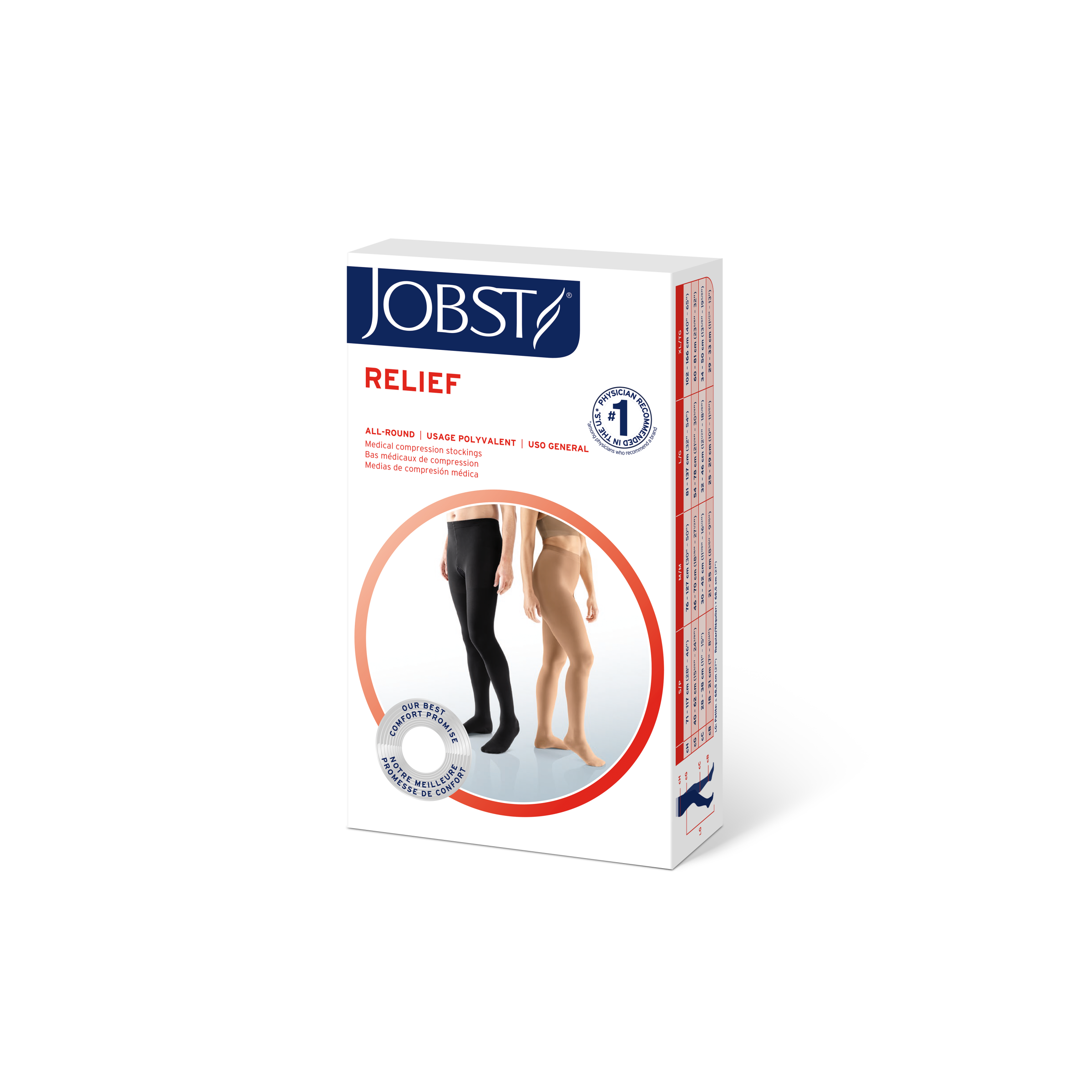 JOBST Relief Compression Stockings 30-40 mmHg Waist High, Closed Toe, Beige, Medium
