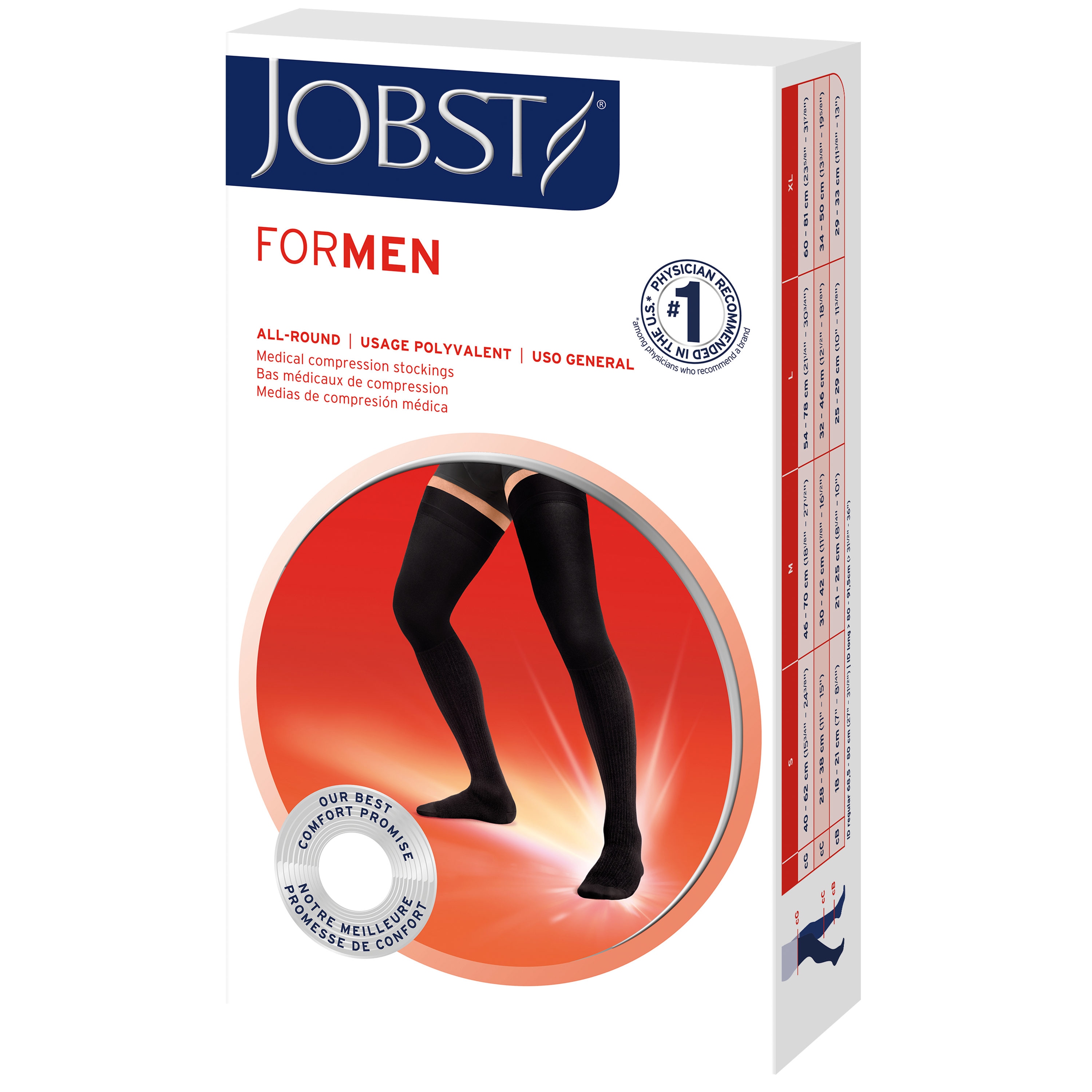 JOBST forMen Compression Socks 15-20 mmHg Thigh High, with Micro Dotted Band, Closed Toe, Khaki, Medium