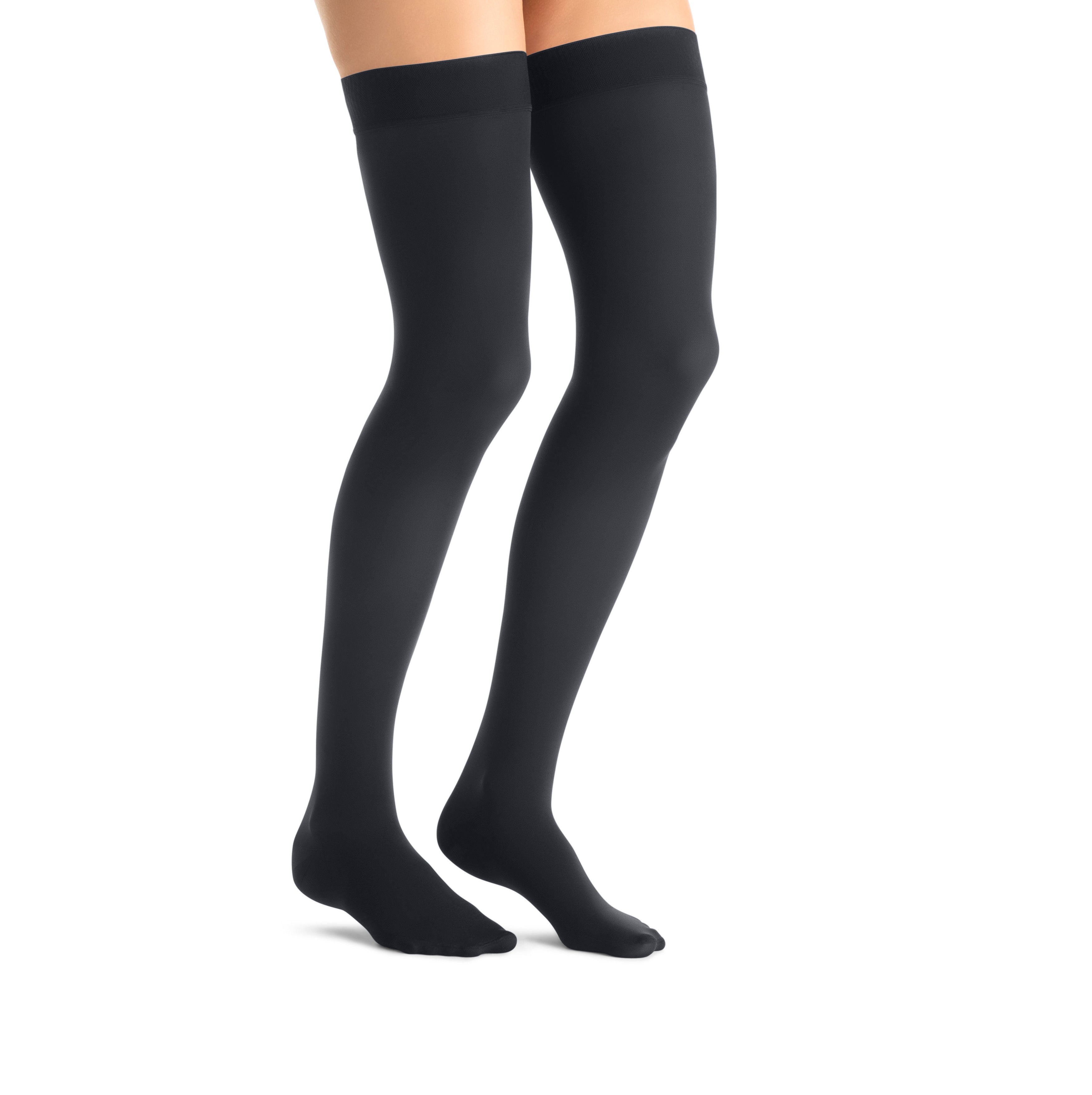 JOBST Opaque Compression Stockings 20-30 mmHg Thigh High, with Silicone Dot Band, Closed Toe, Anthracite, Large