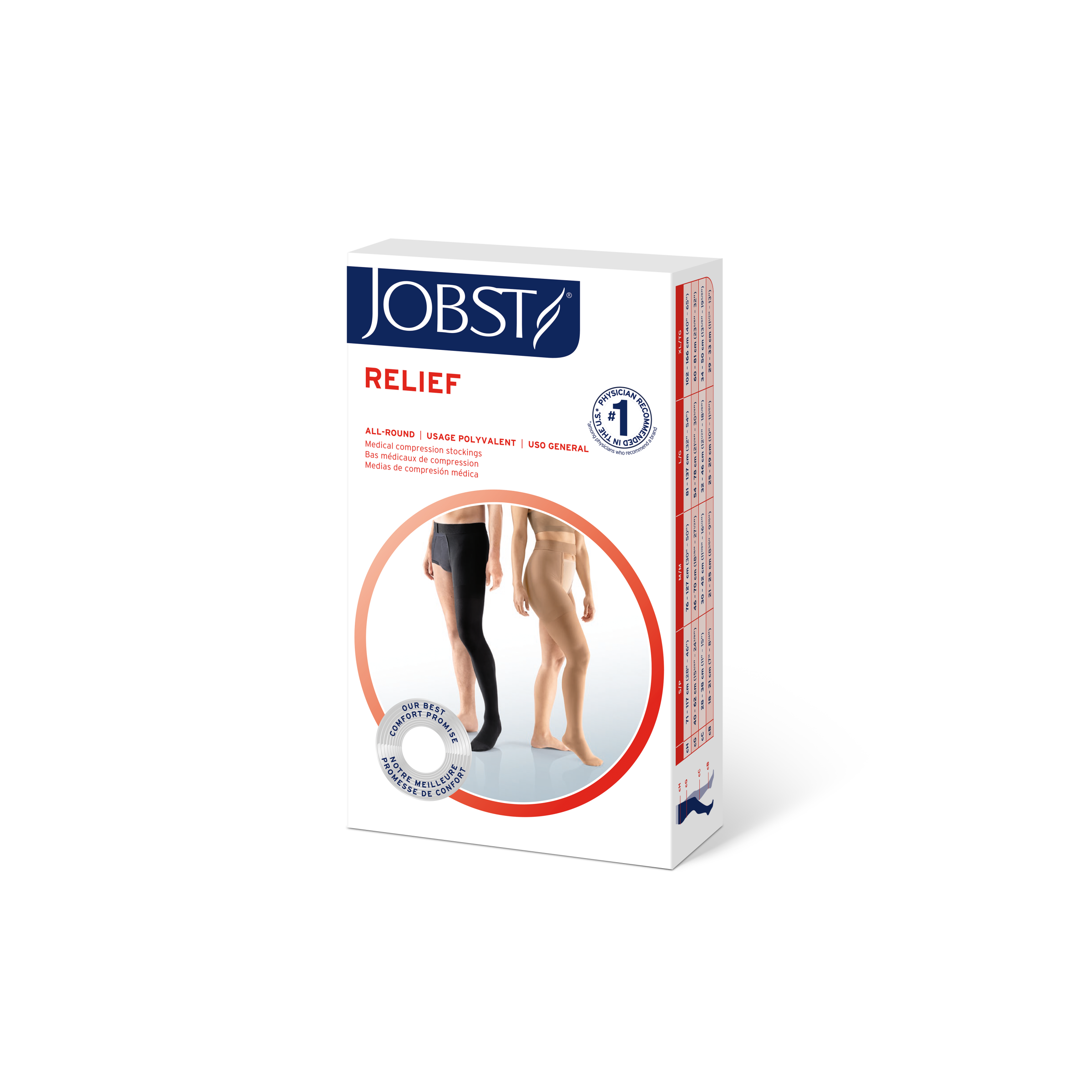 JOBST Relief Compression Stockings 20-30 mmHg Chap Double, Open Toe, Beige, Large