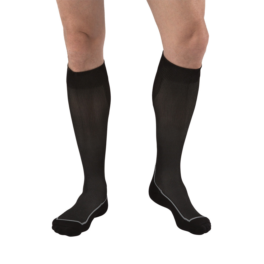 JOBST Sport Compression Socks 20-30 mmHg Knee High, Closed Toe, Cool Black/Black, Large