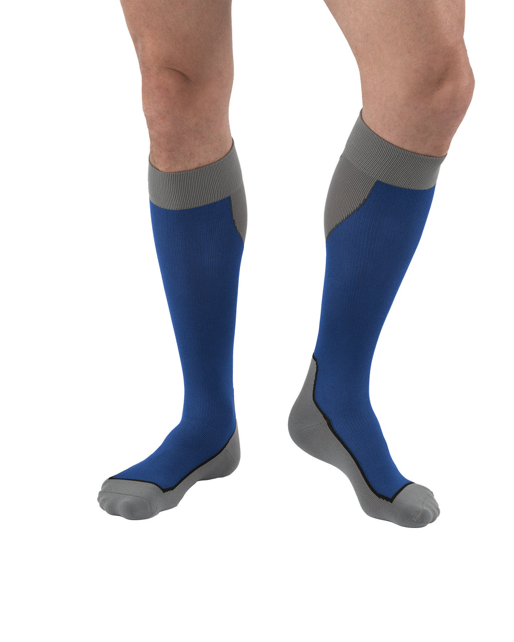 JOBST Sport Compression Socks 20-30 mmHg Knee High, Closed Toe, Royal Blue/Gray, Small