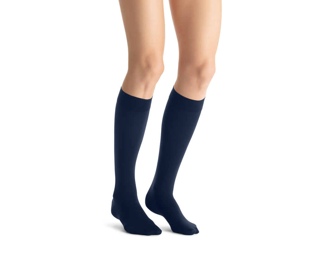 JOBST Opaque Compression Stockings 15-20 mmHg Knee High, with SoftFit Band, Closed Toe, Midnight Navy, X-Large