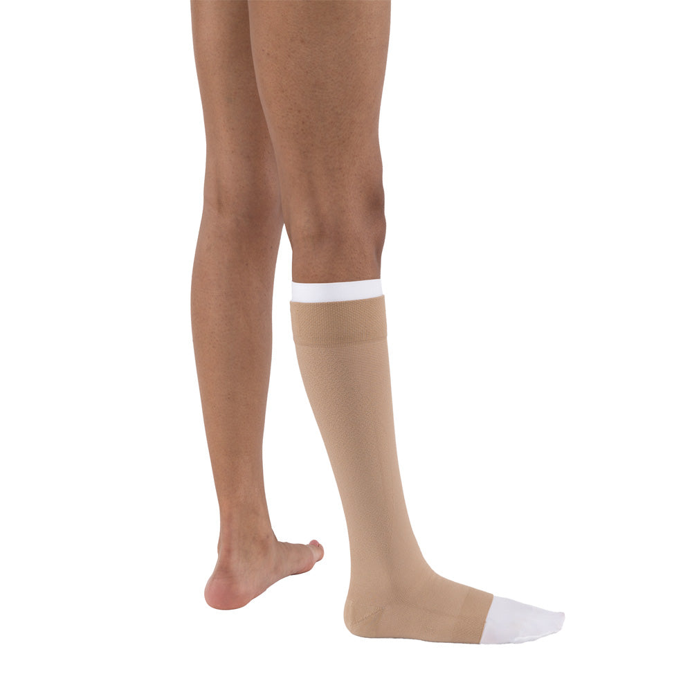 JOBST UlcerCARE 2-Part Compression System with Liners 40+ mmHg Knee High, Open Toe, No Zipper, Beige, Large