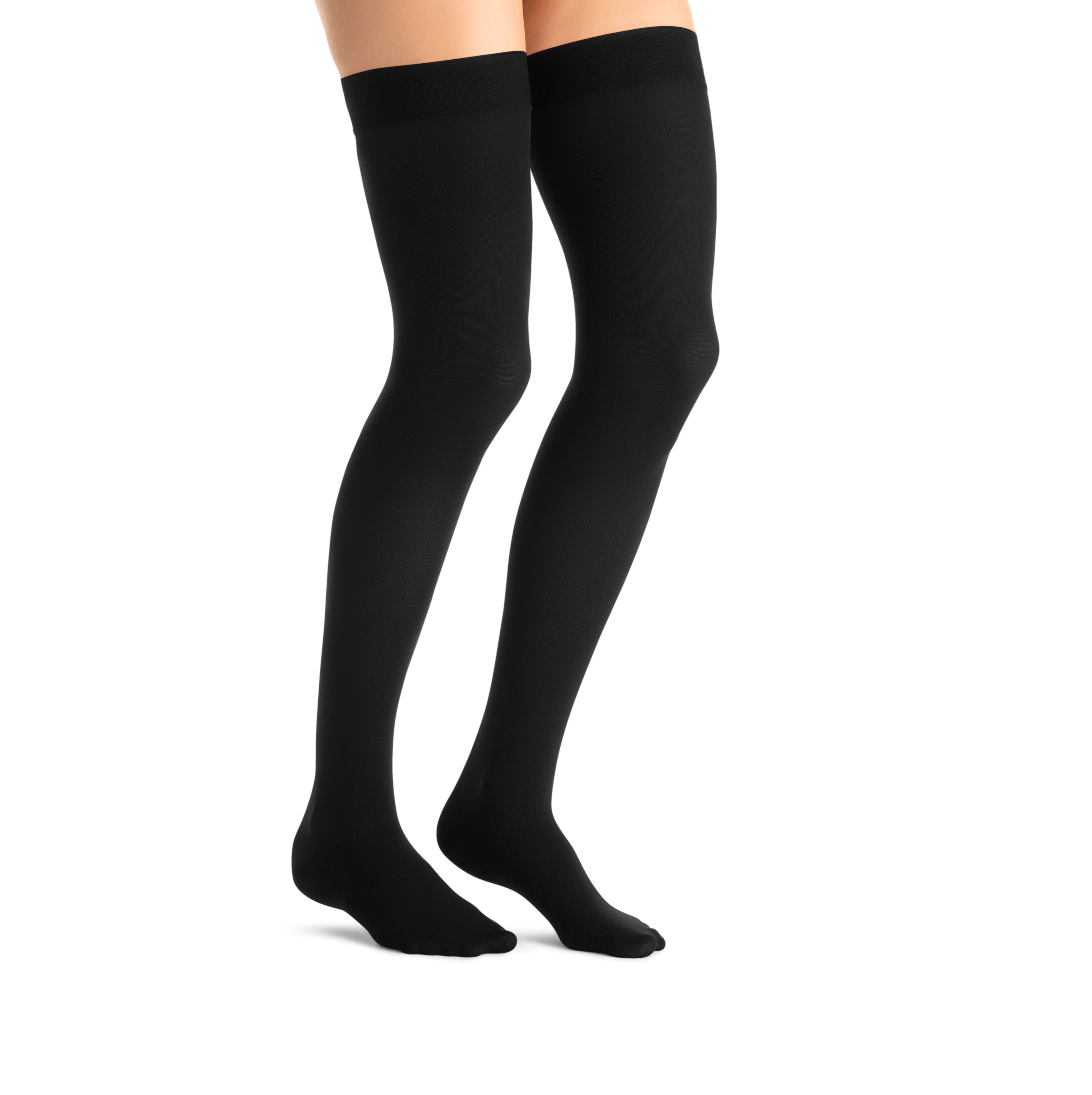 JOBST Opaque Compression Stockings 30-40 mmHg Thigh High, with Silicone Dot Band, Closed Toe, Classic Black, Small