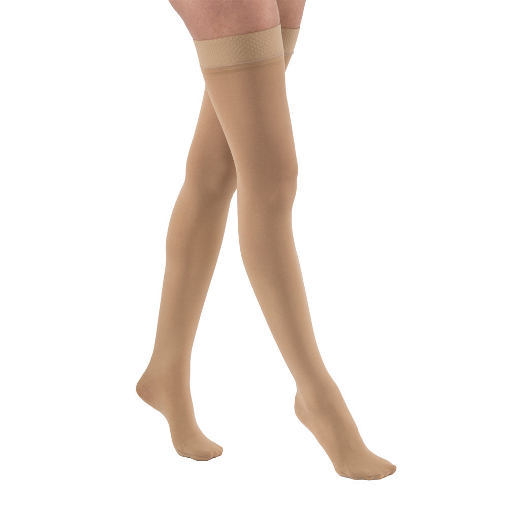 JOBST Relief Compression Stockings 20-30 mmHg Thigh High, with Silicone Dot Band, Closed Toe, Beige, Small