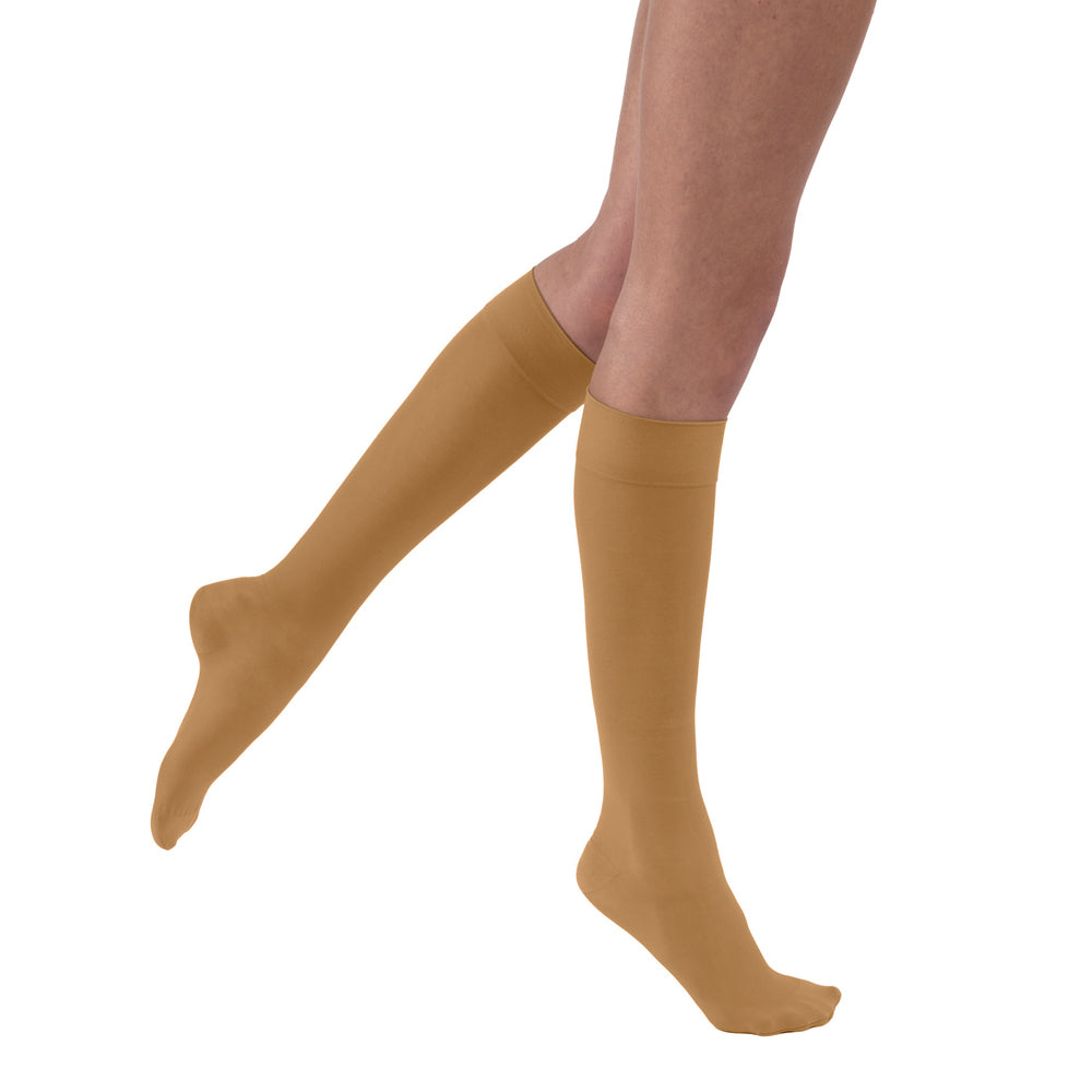 JOBST UltraSheer Compression Stockings 15-20 mmHg Knee High, Closed Toe, Suntan, X-Large Petite