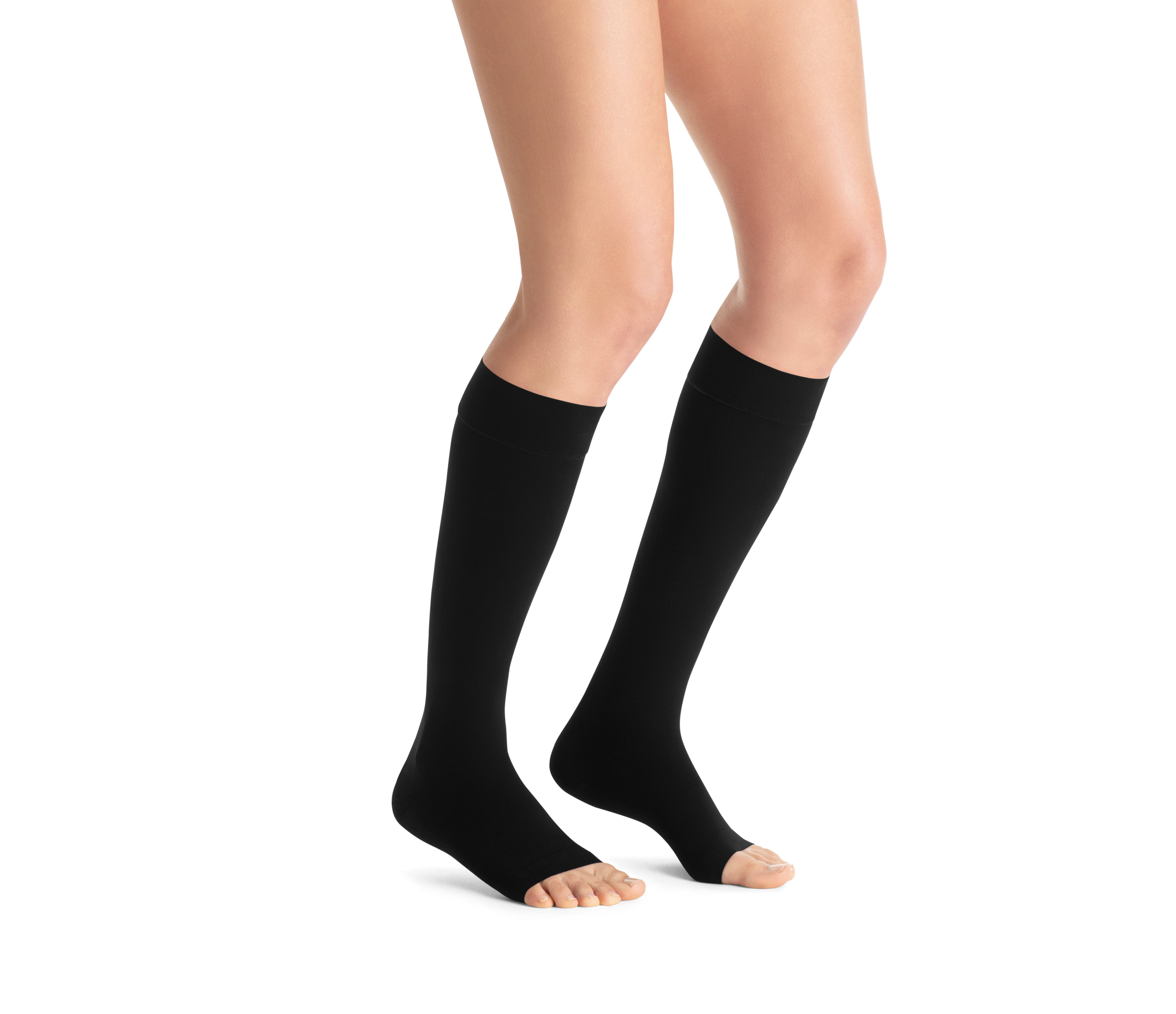 JOBST Opaque Compression Stockings 30-40 mmHg Knee High, Open Toe, Classic Black, Small
