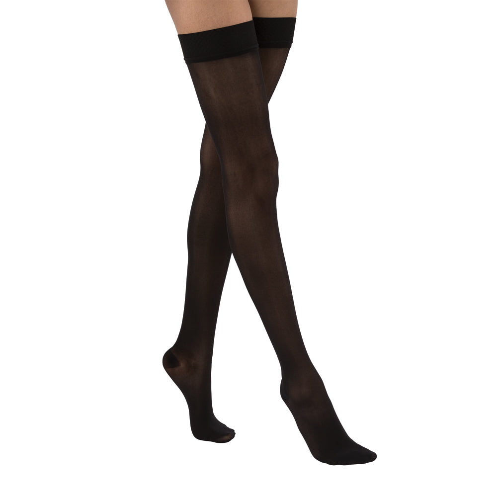 JOBST UltraSheer Compression Stockings 20-30 mmHg Thigh High, with Sensitive Band, Closed Toe, Classic Black, Medium