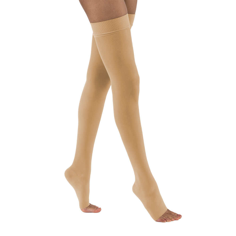 JOBST UltraSheer Compression Stockings 20-30 mmHg Thigh High Silicone Dot Band Open Toe Honey Large