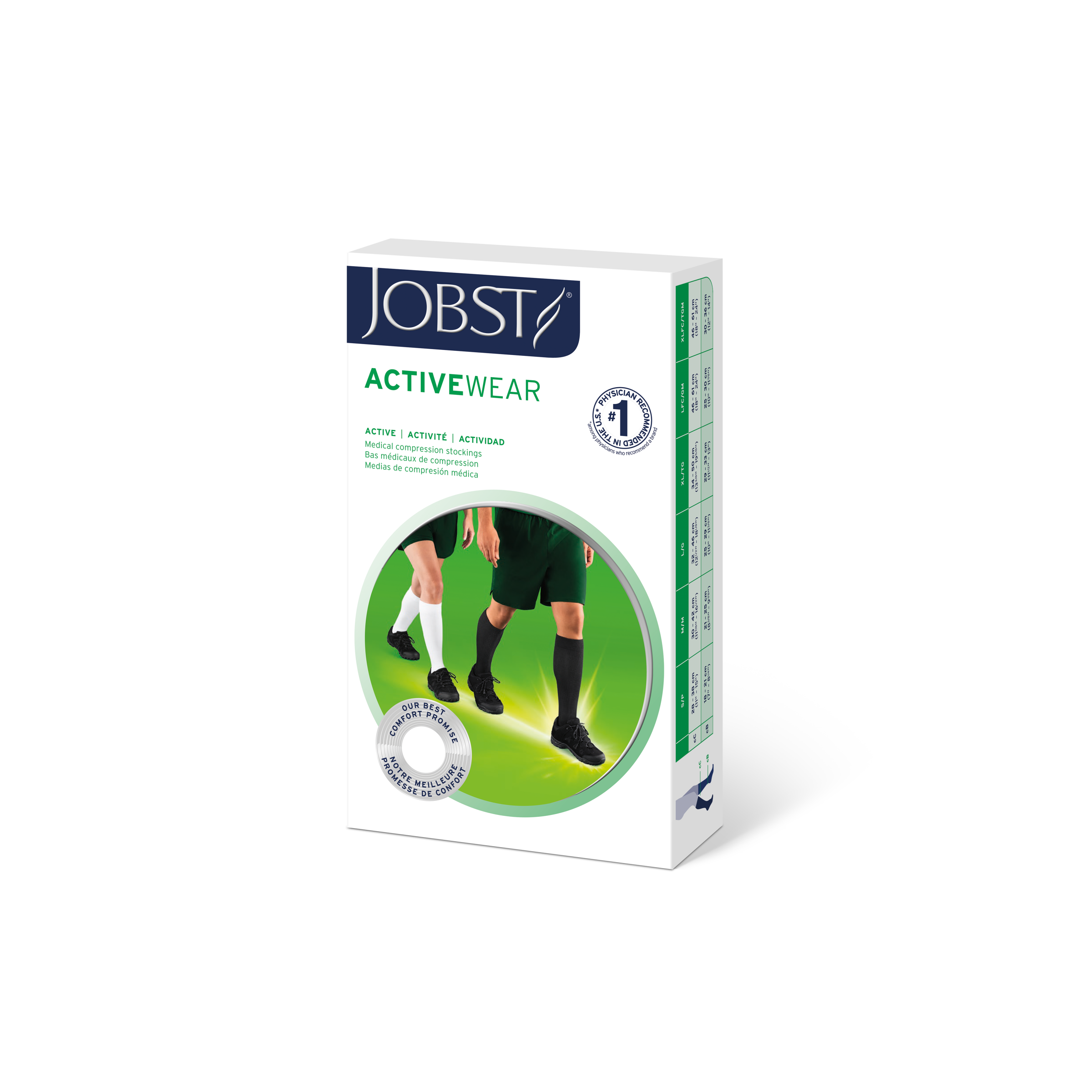 JOBST ActiveWear Compression Socks 15-20 mmHg, Knee High, Closed Toe, Cool White, X-Large Full Calf