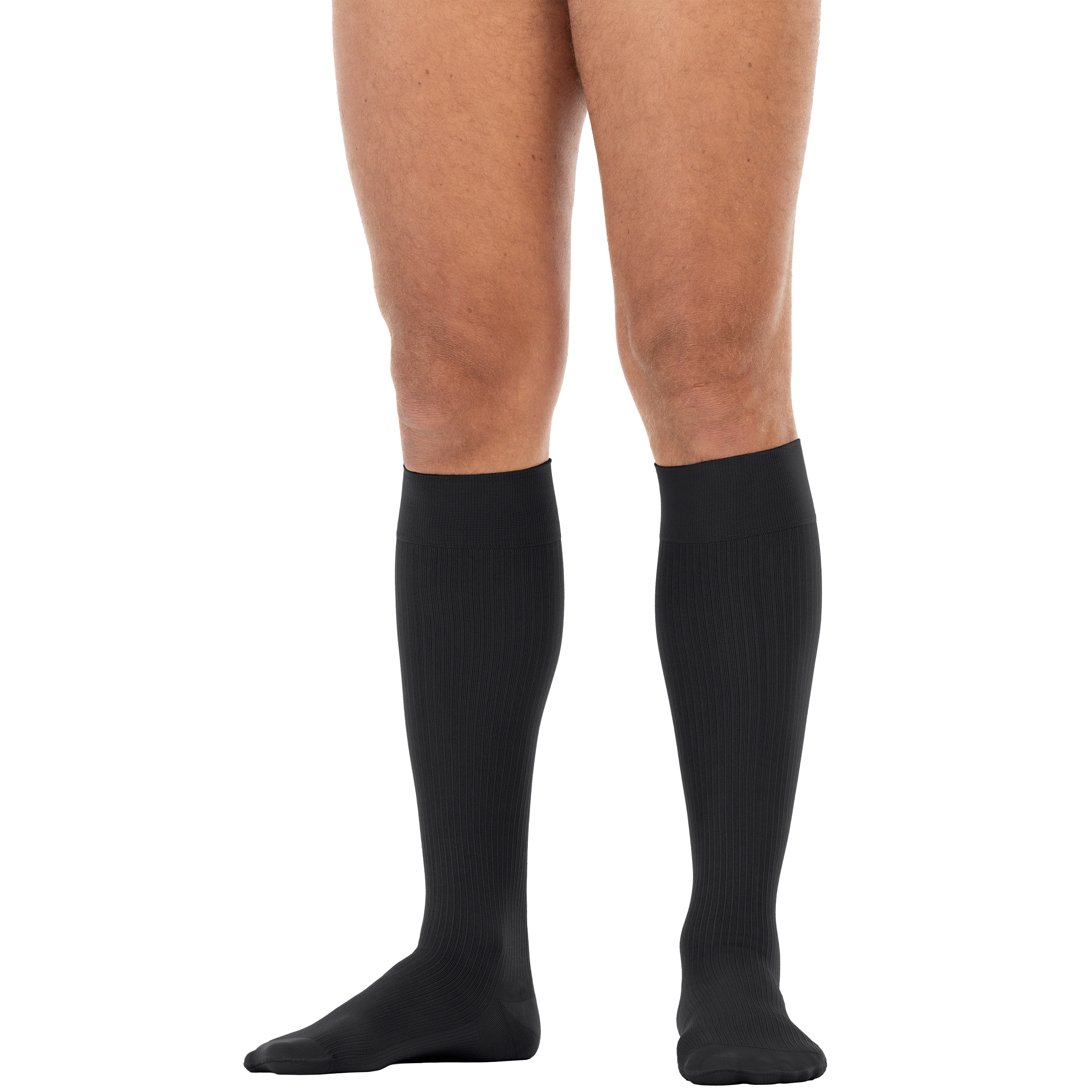 JOBST forMen Compression Socks 15-20 mmHg Knee High, with SoftFit Band, Closed Toe, Black, Medium