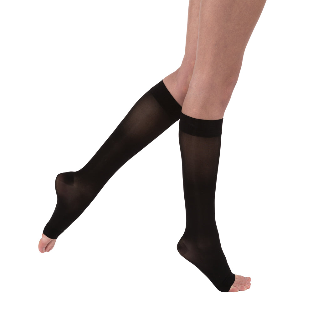 JOBST UltraSheer Compression Stockings 20-30 mmHg Knee High, Open Toe, Classic Black, X-Large