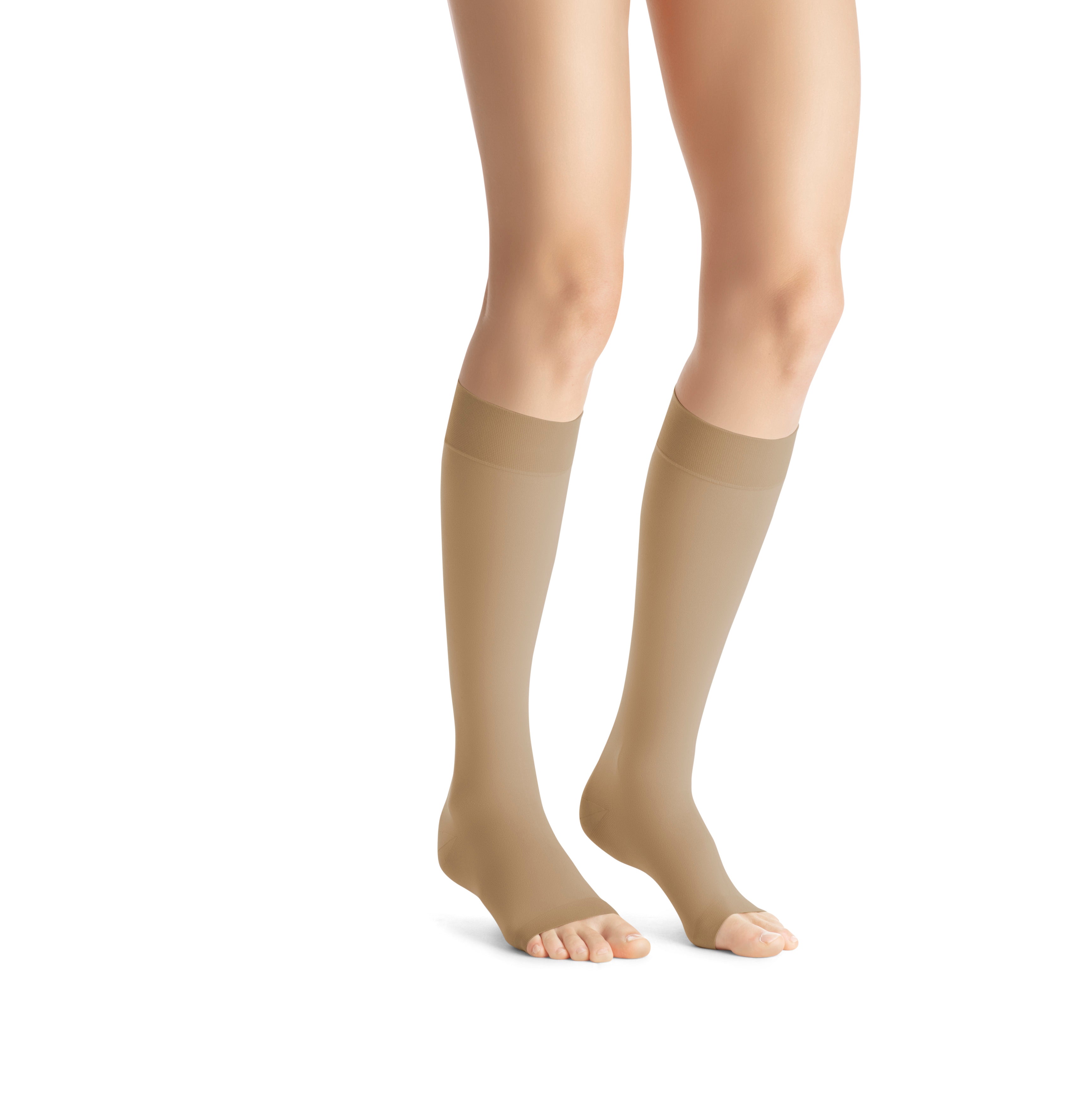 JOBST Opaque Compression Stockings 30-40 mmHg Knee High, Open Toe, Natural, Medium