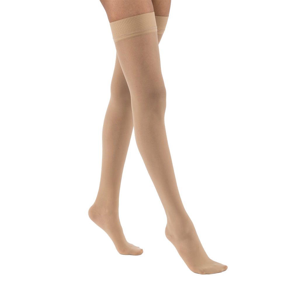JOBST UltraSheer Compression Stockings 20-30 mmHg Thigh High, with Silicone Dot Band, Closed Toe, Natural, Small