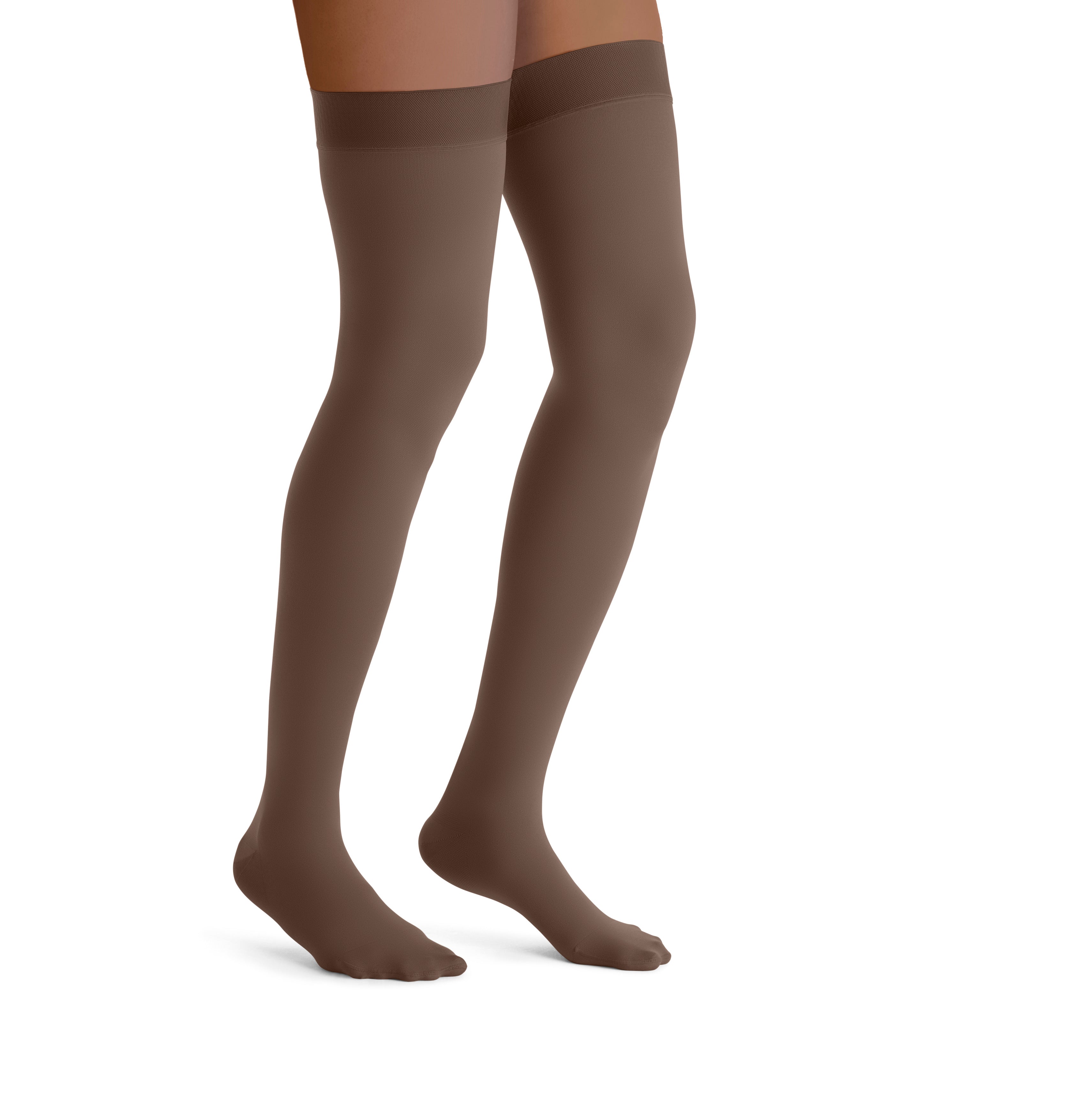 JOBST Opaque Compression Stockings 30-40 mmHg Thigh High, with Silicone Dot Band, Closed Toe, Espresso, Medium