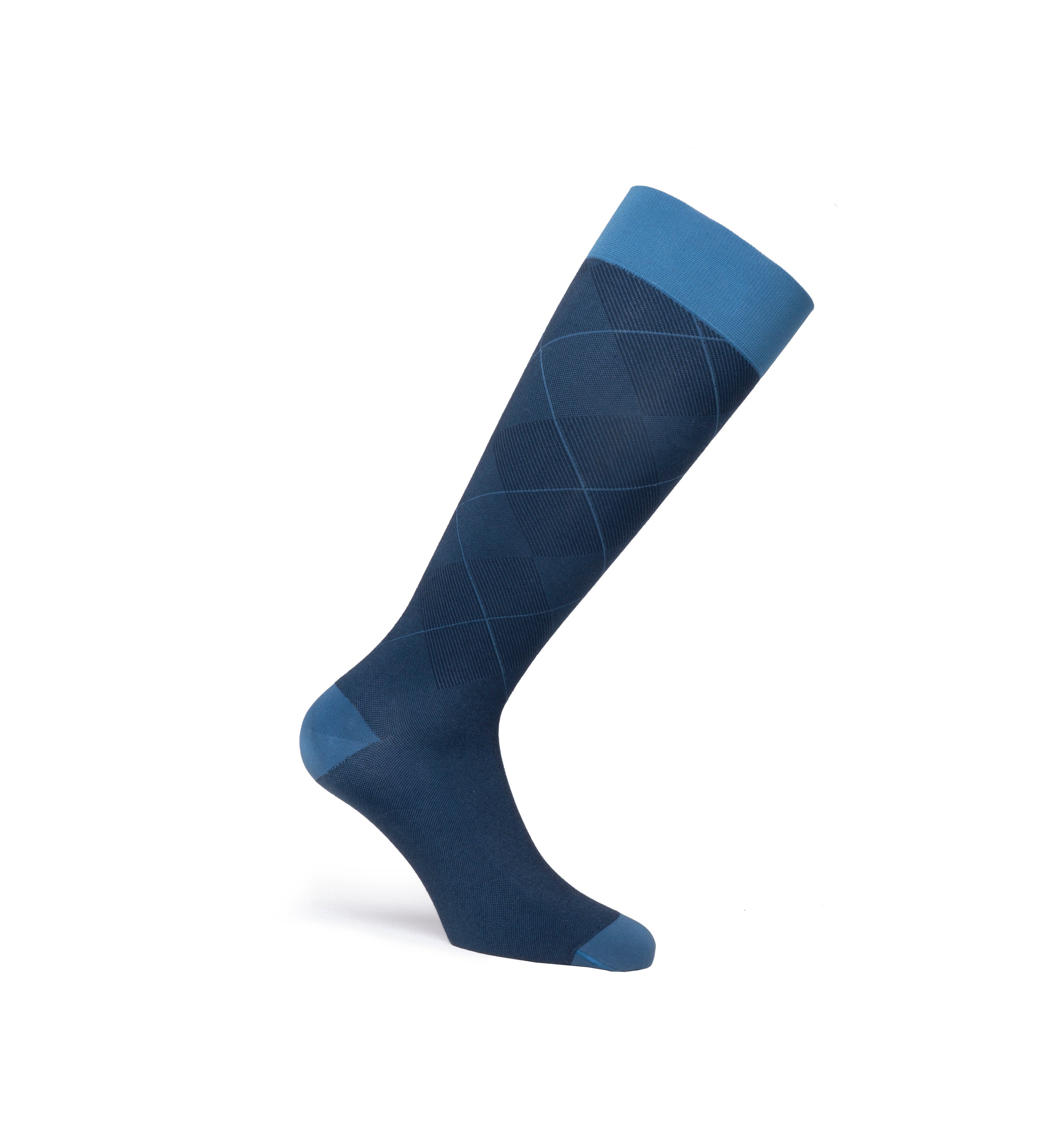 JOBST Style Soft Fit Compression Socks 30-40 mmHg, Knee High, Closed Toe, Argyle Blue, Medium Petite